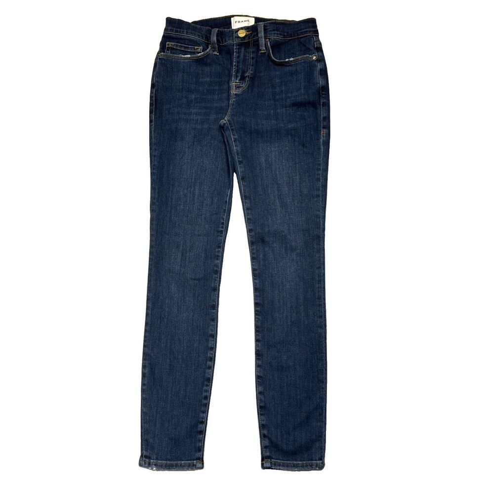 Frame Le Skinny de Jeanne Jeans 26 (26x28) Dublin Dark Blue Stretch Denim Women